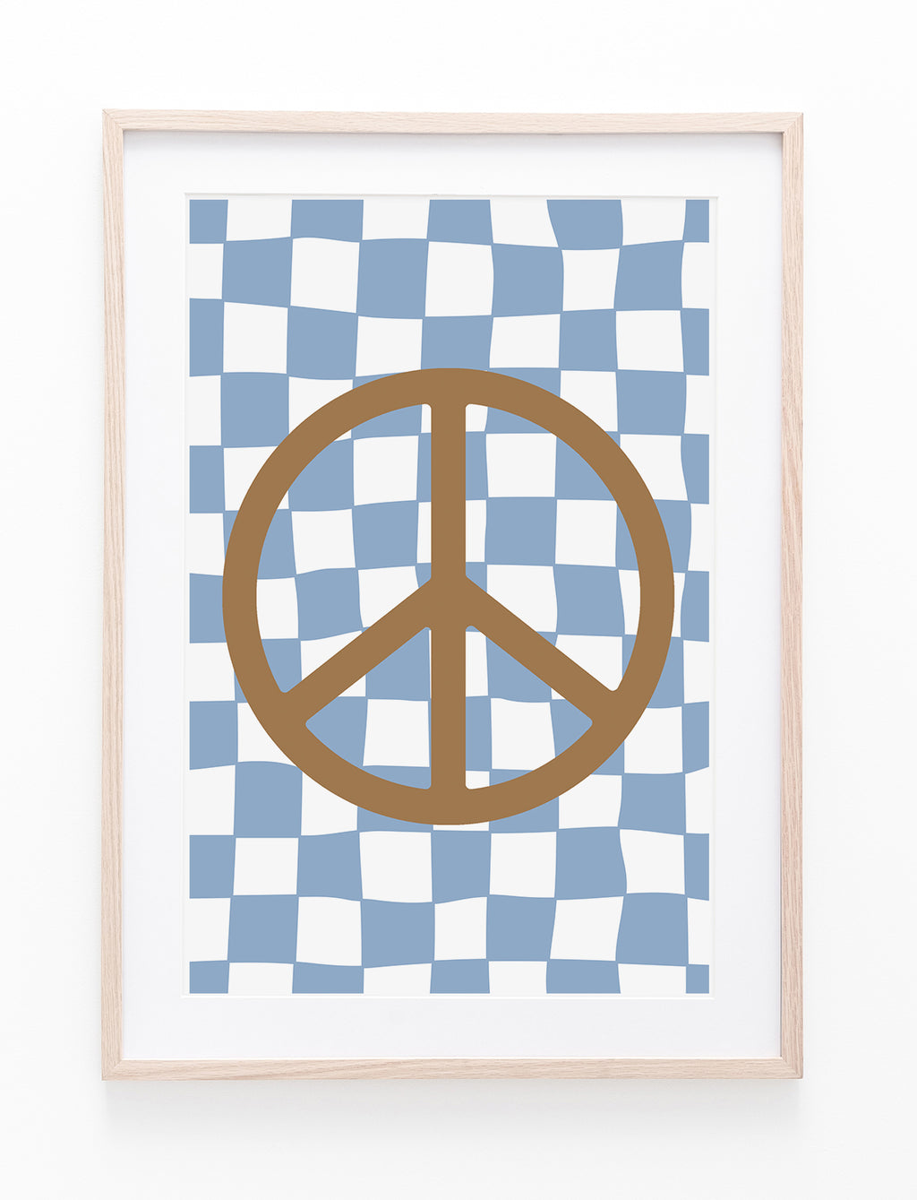 Blue Checkers & Brown Peace Symbol II