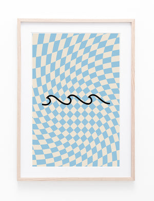 Blue Checkers & Waves