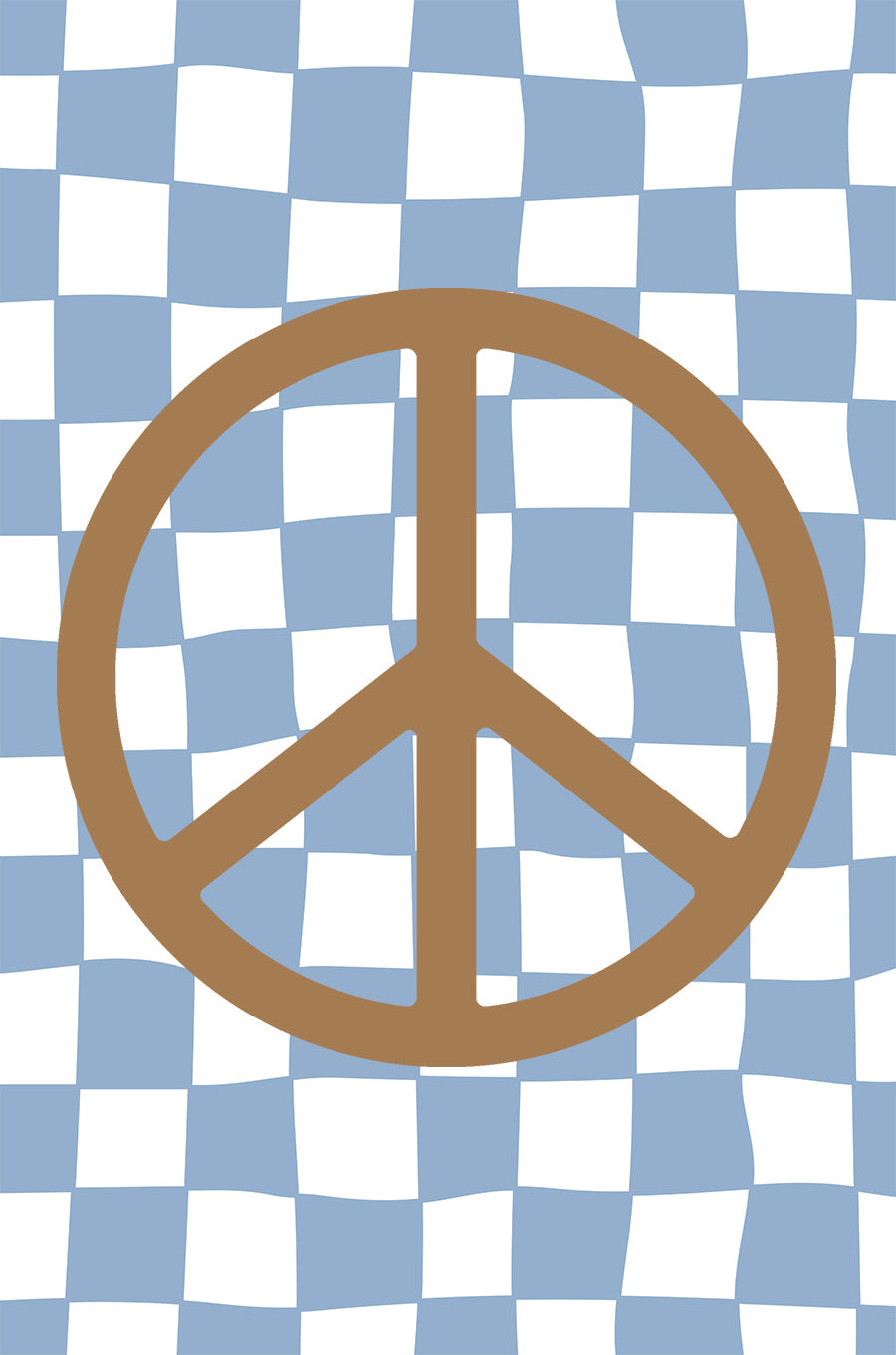Blue Checkers & Brown Peace Symbol II