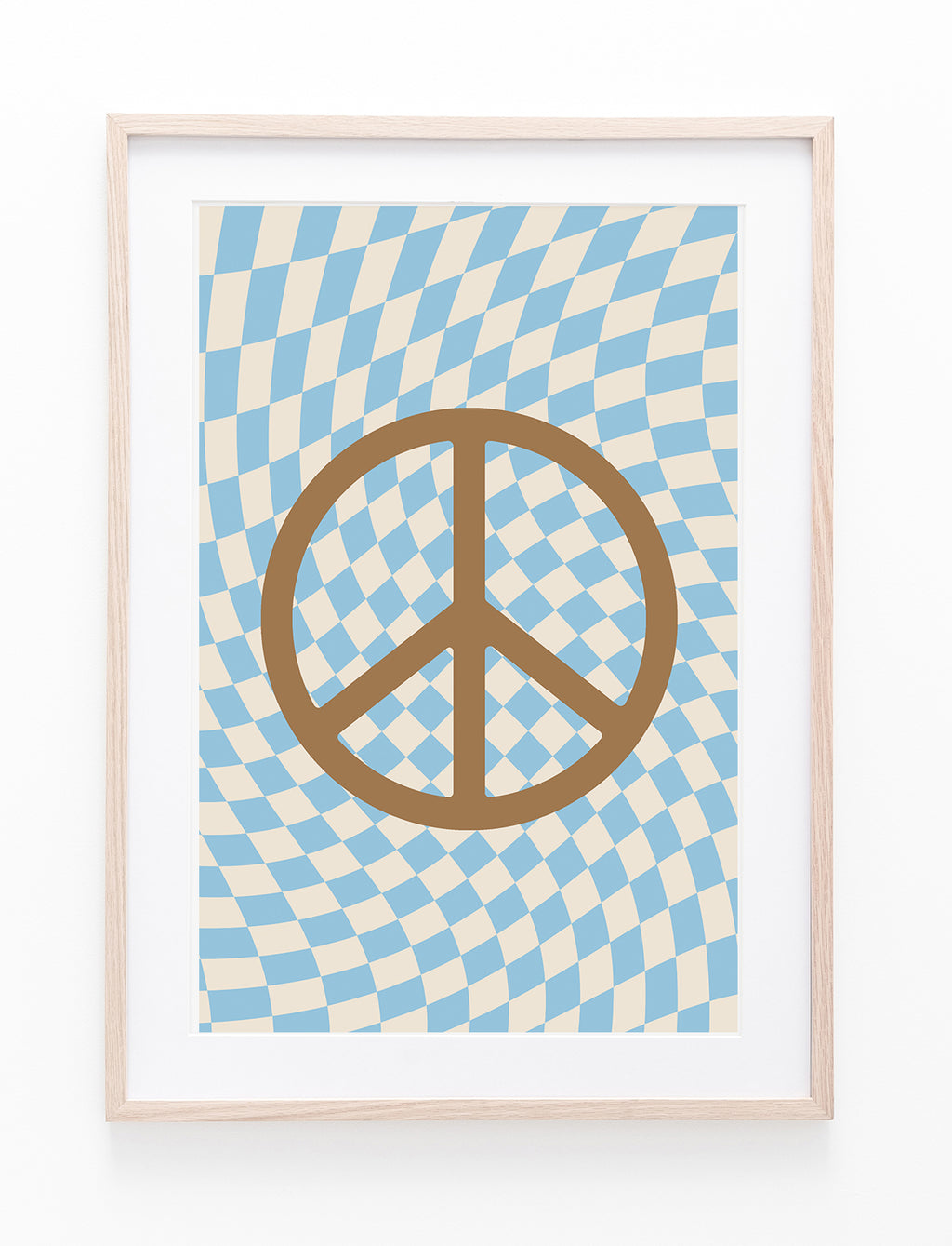 Blue Checkers & Brown Peace Symbol