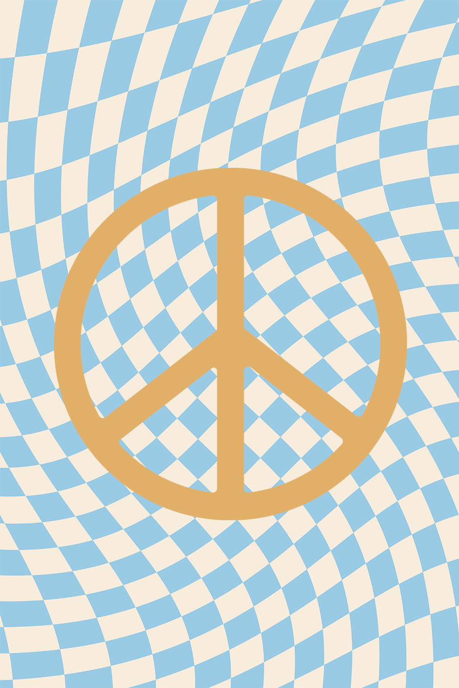 Blue Checkers & Orange Peace Symbol