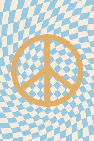 Blue Checkers & Orange Peace Symbol