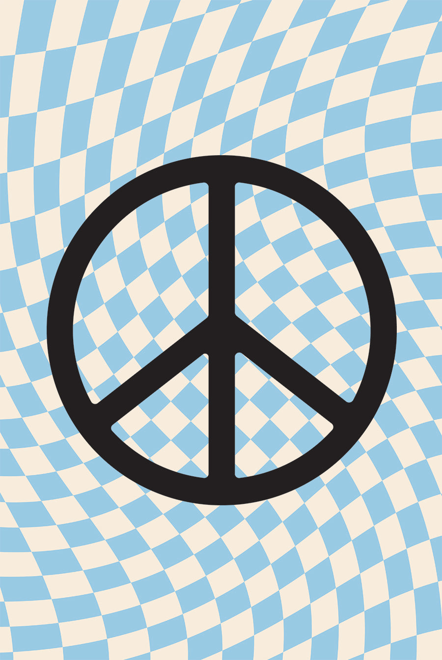 Blue Checkers & Peace Symbol