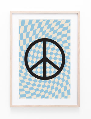 Blue Checkers & Peace Symbol