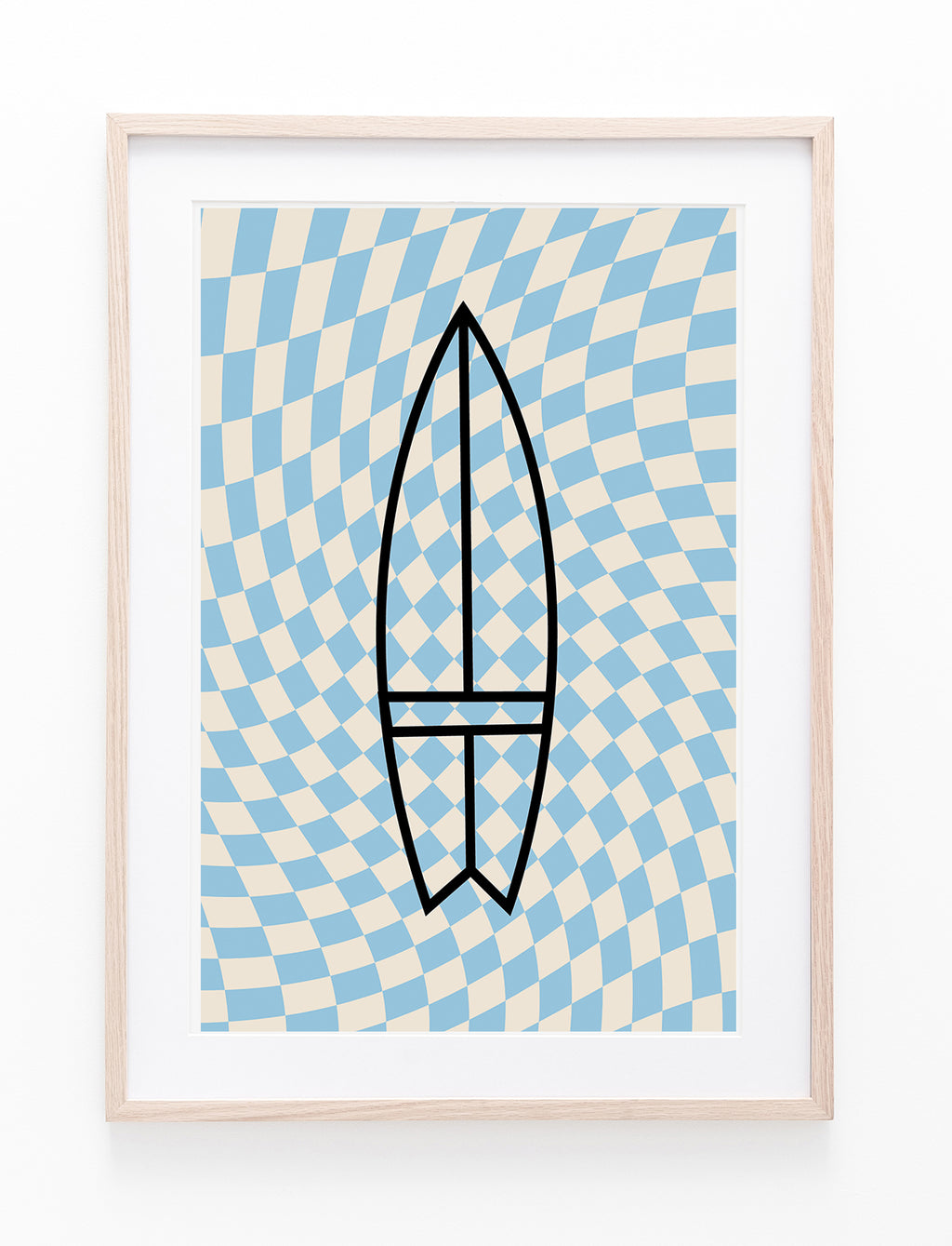 Blue Checkers & Surfboard