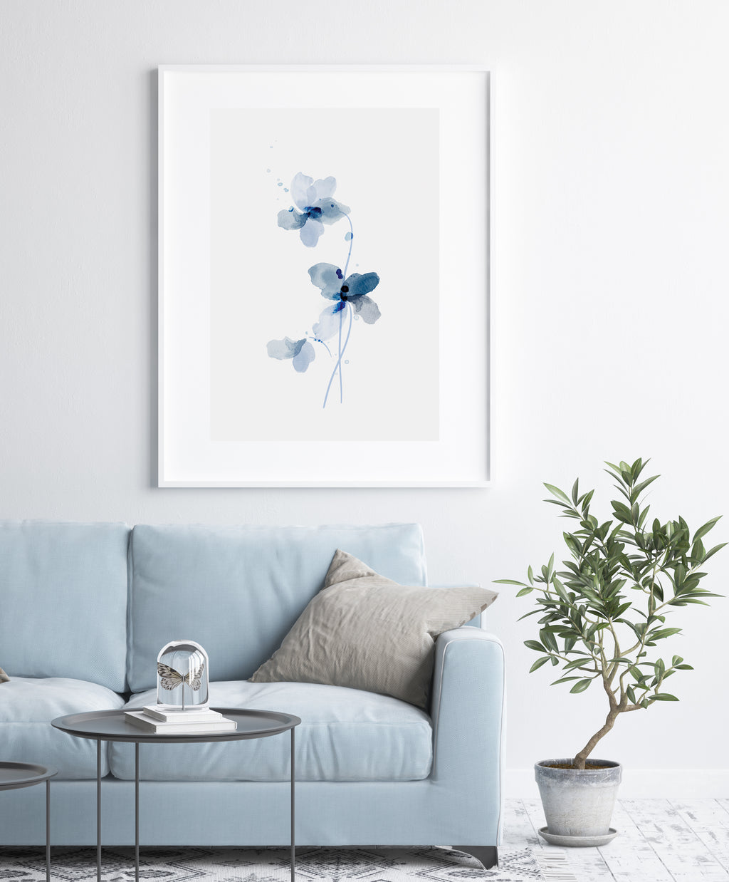 Blue Watercolour Flowers III