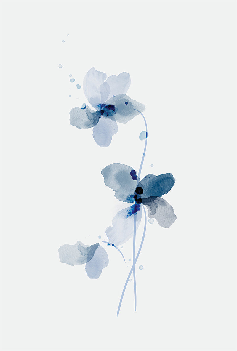 Blue Watercolour Flowers III