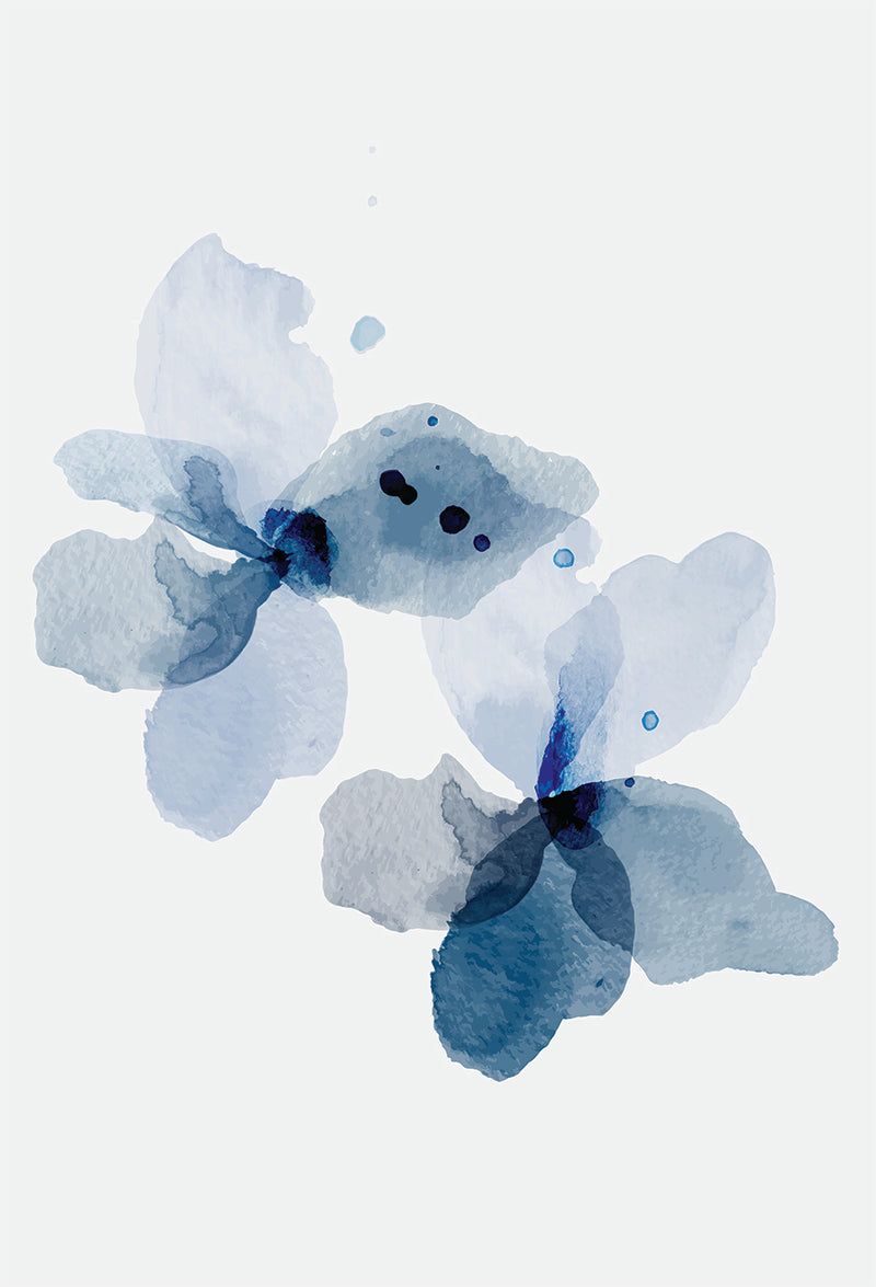 Blue Watercolour Flowers II