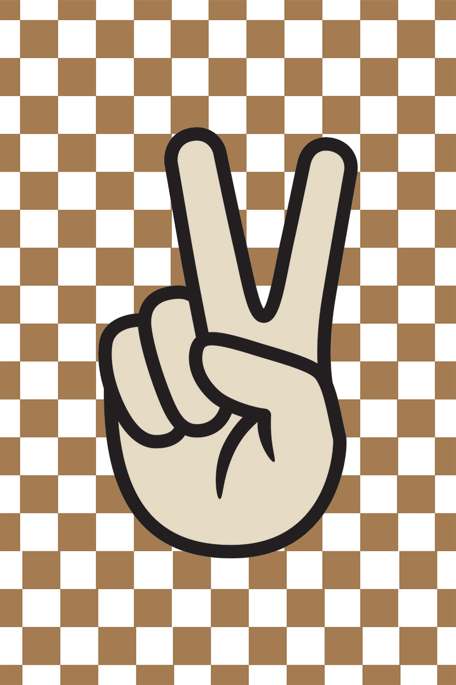 Brown Checkers & Peace Hand