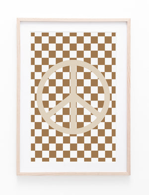 Brown Checkers & Peace Symbol