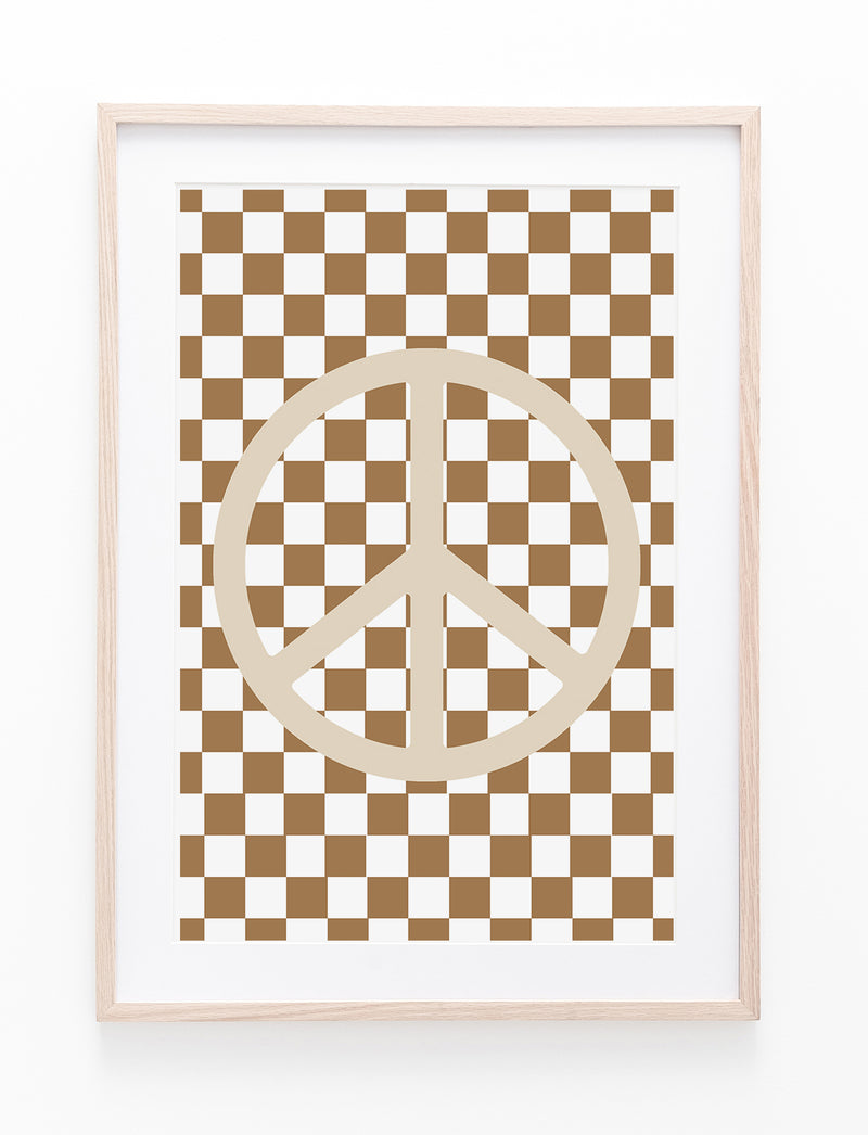 Brown Checkers & Peace Symbol