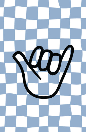 Light Blue Checkers & Shaka Hand