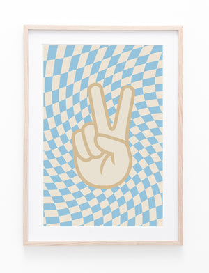Blue Checkers & Neutral Peace Hand