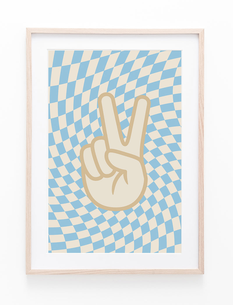 Blue Checkers & Neutral Peace Hand