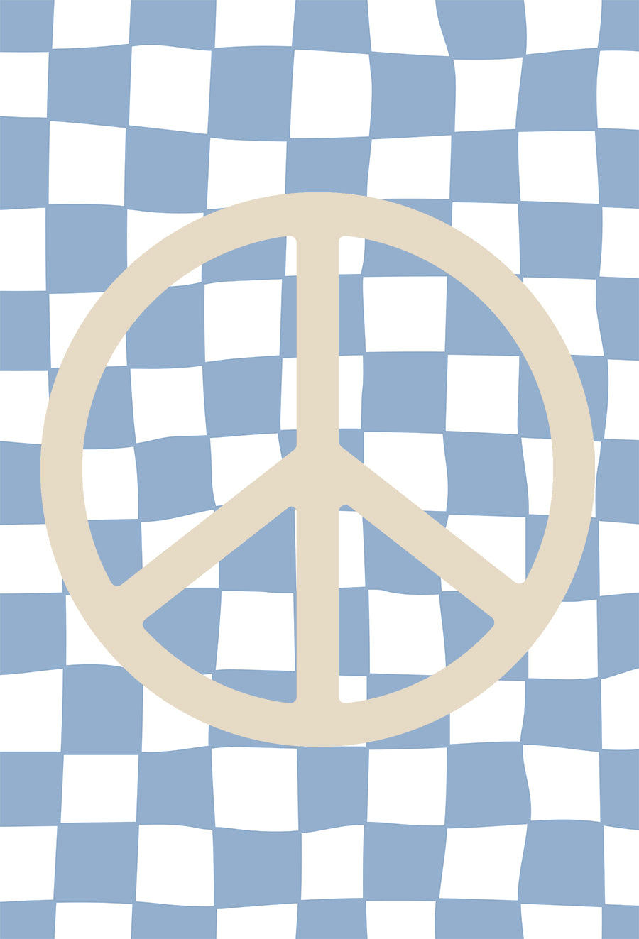 Light Blue Checkers & Neutral Peace Symbol