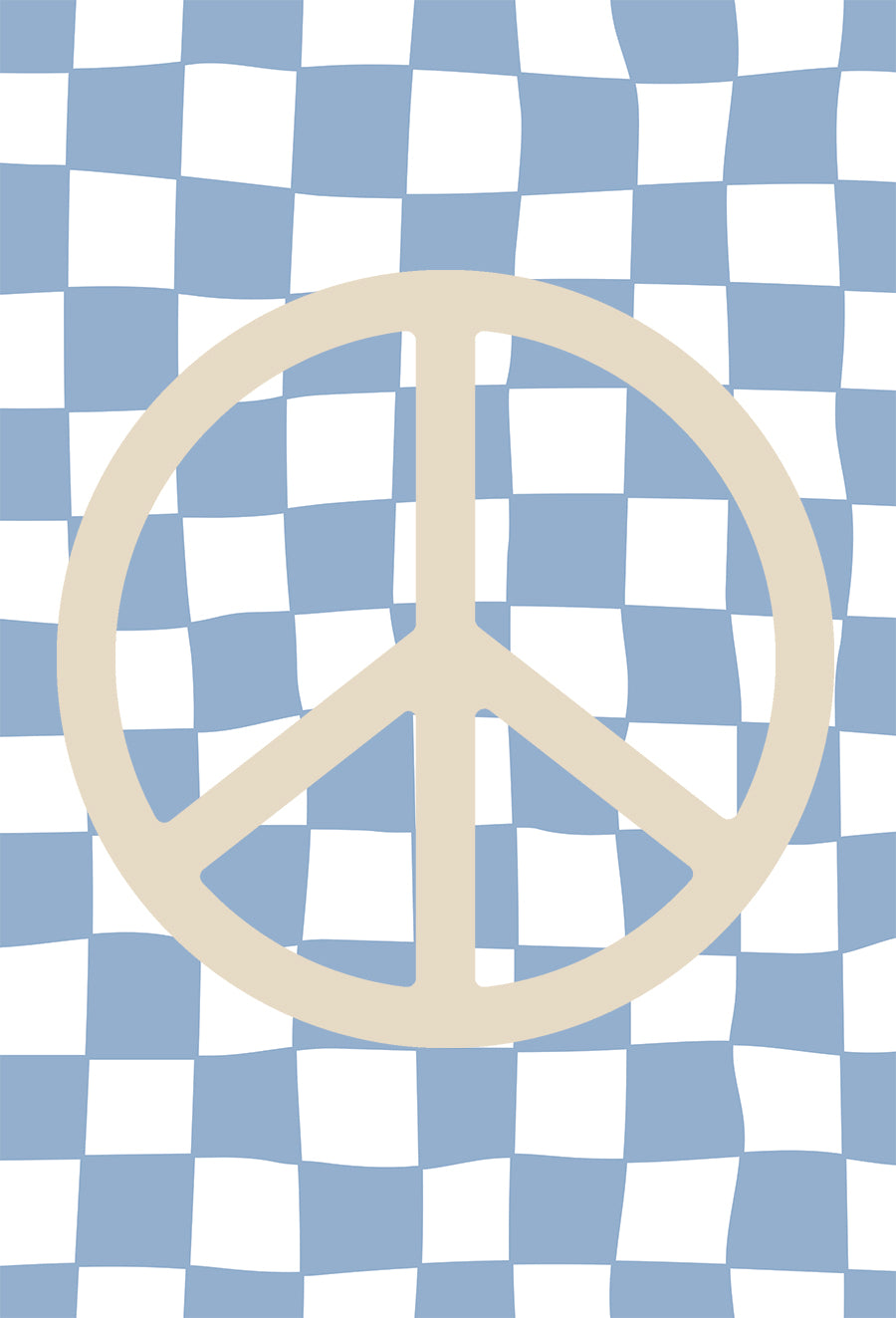 Peace Sign Neutral Light Blue Checkers & Neutral Peace Symbol – KUKI PRINTS