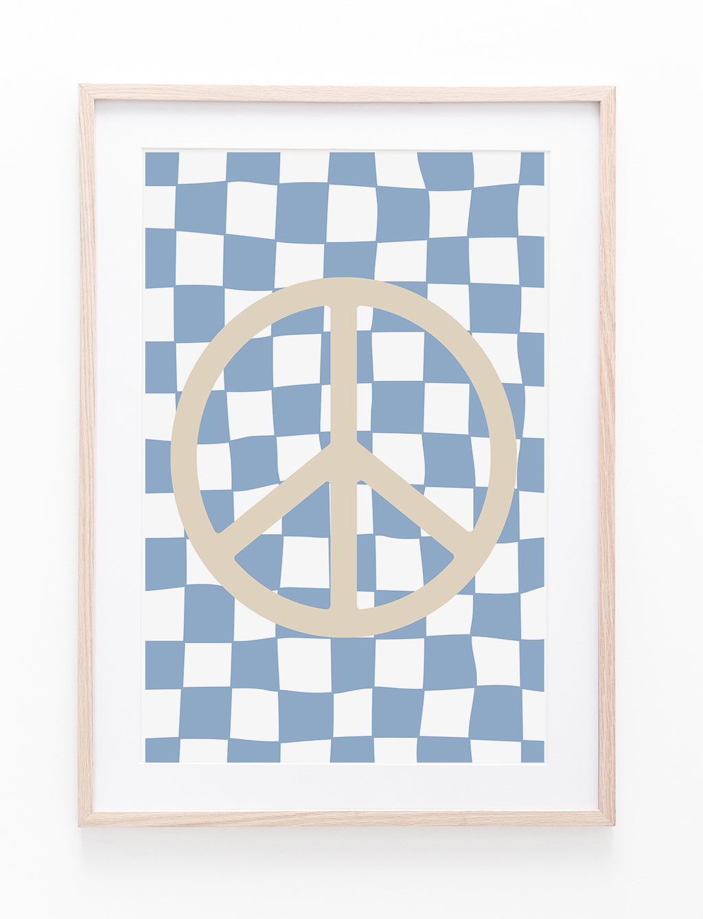 Light Blue Checkers & Neutral Peace Symbol