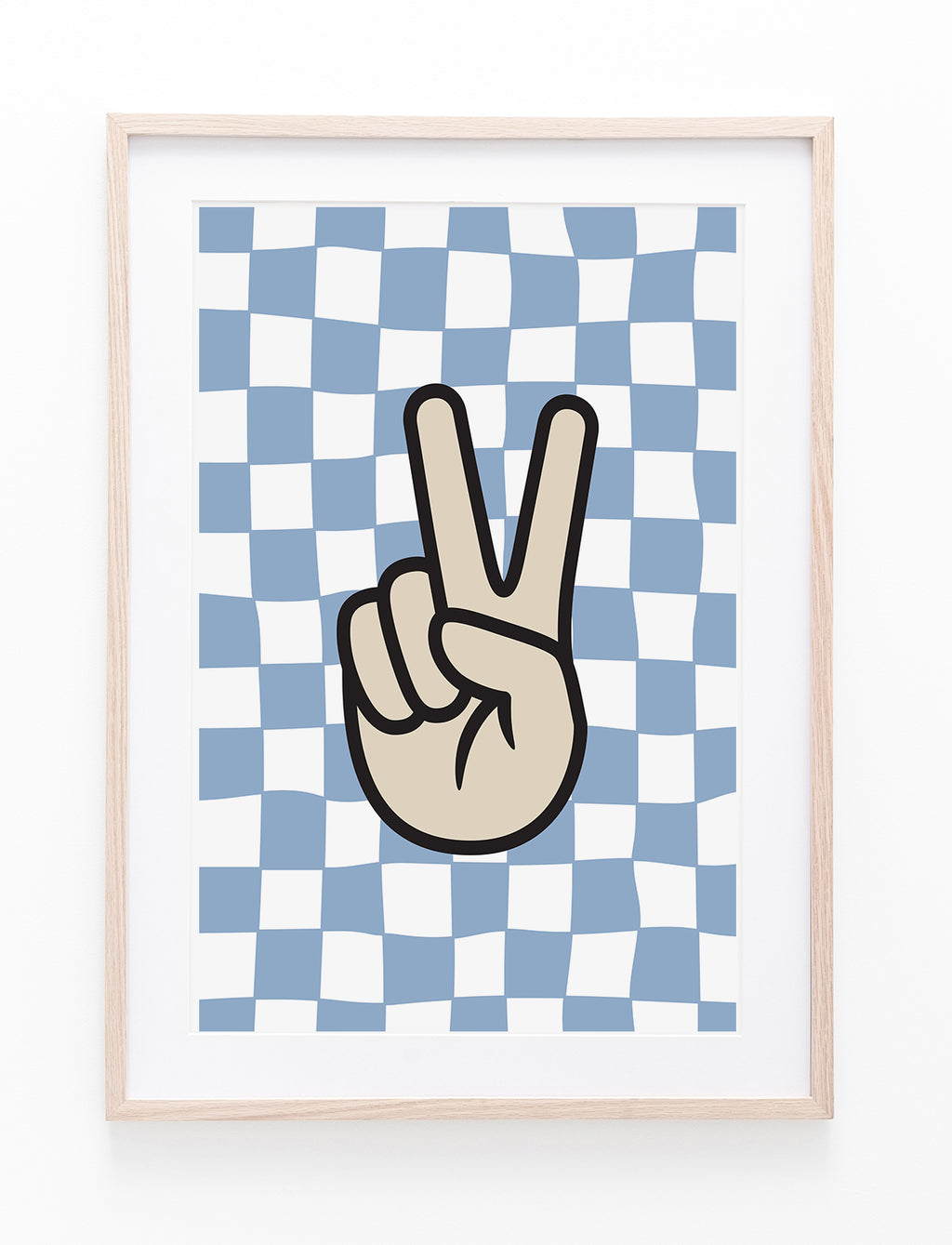 Light Blue Checkers & Peace Hand