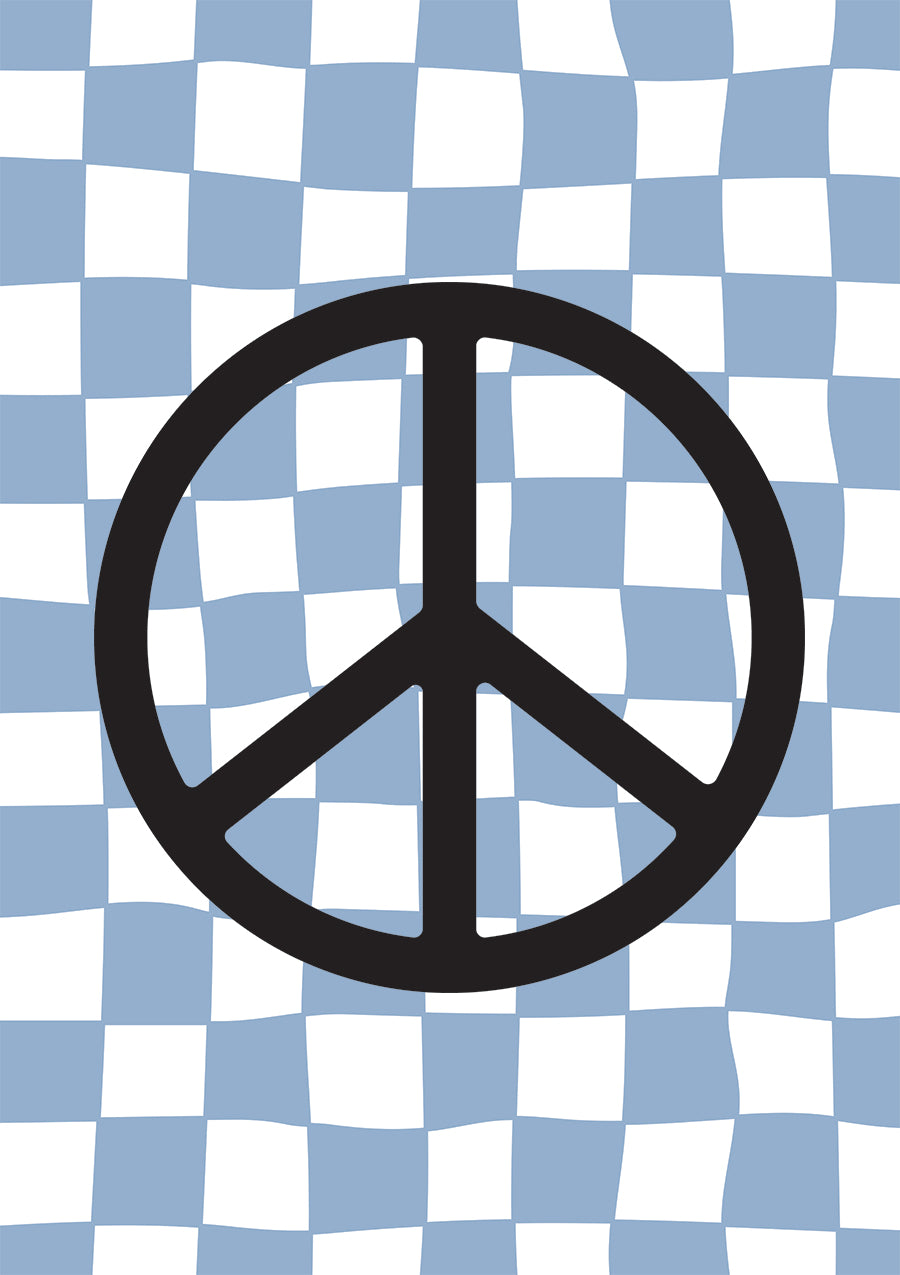 Light Blue Checkers & Peace Symbol