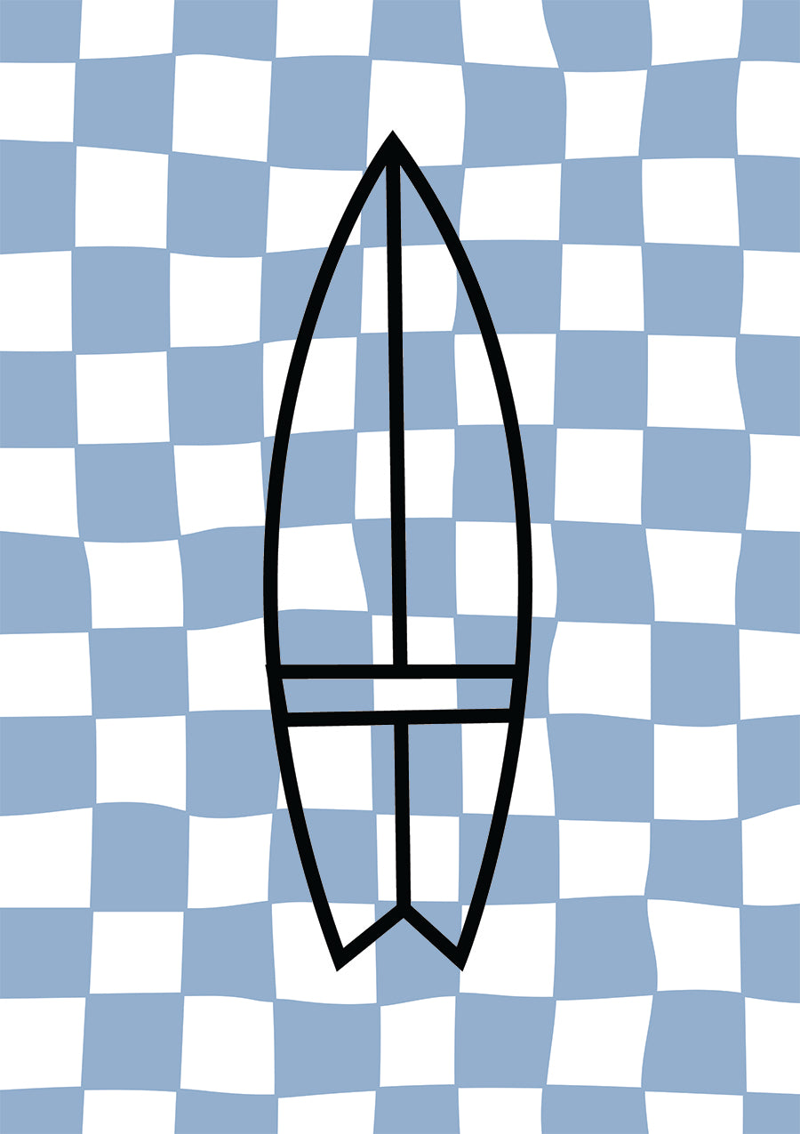 Light Blue Checkers & Surfboard