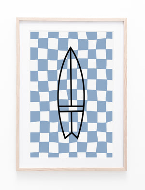 Light Blue Checkers & Surfboard