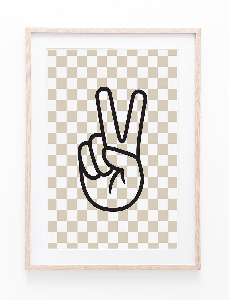 Neutral Checkers & Peace Symbol