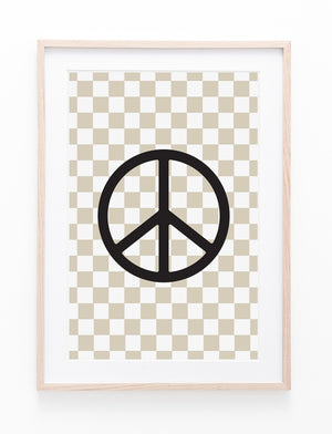 Neutral Checkers & Peace Symbol