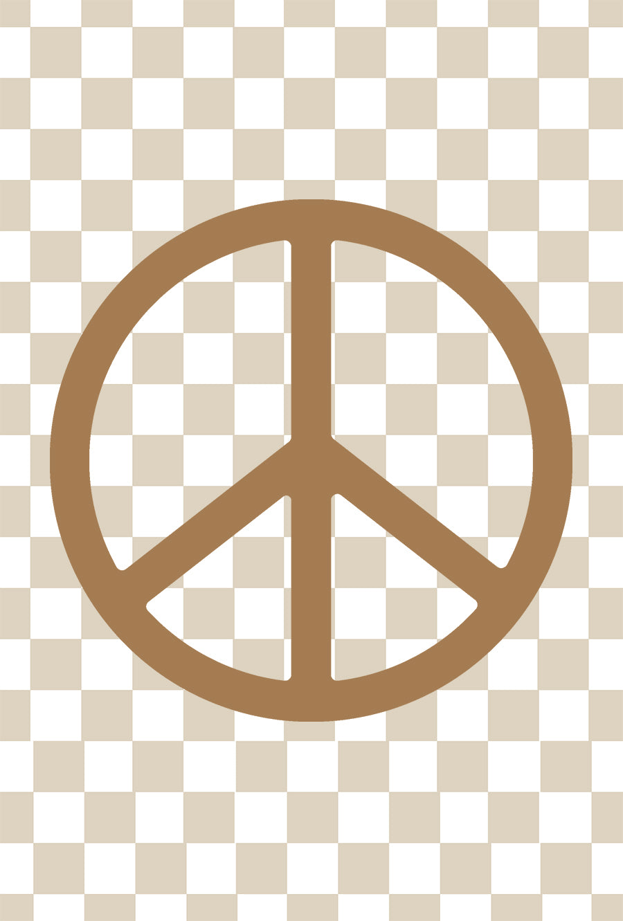 Neutral Checkers & Brown Peace Symbol