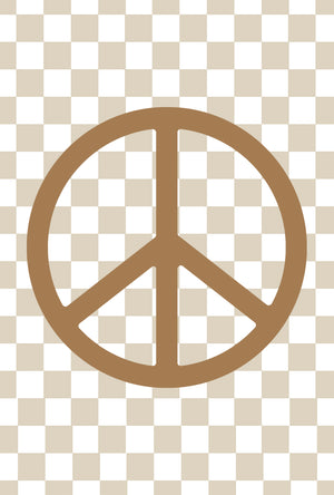 Neutral Checkers & Brown Peace Symbol