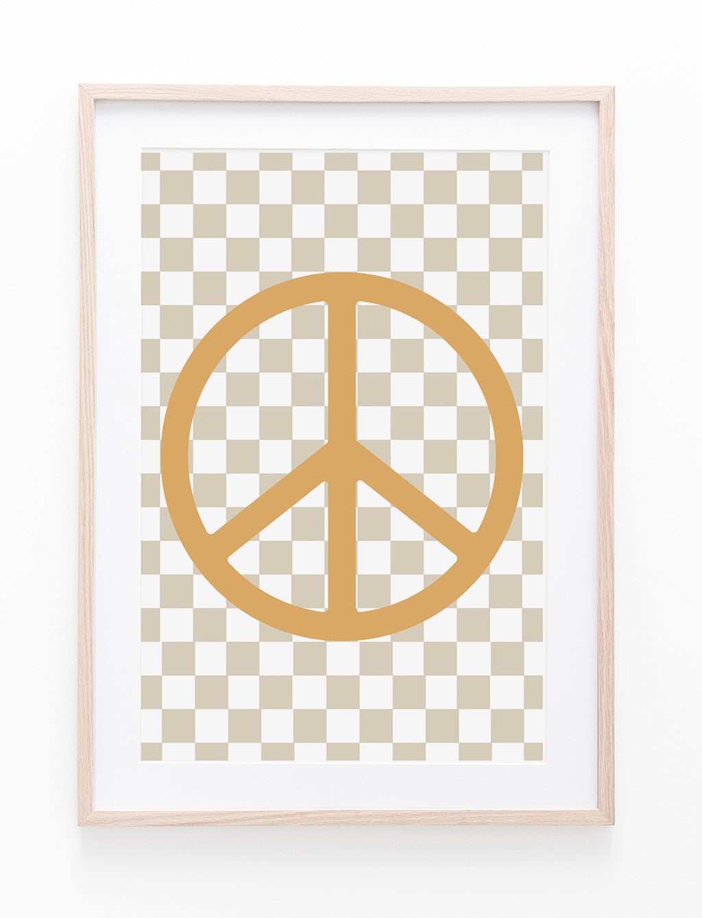 Neutral Checkers & Orange Peace Symbol