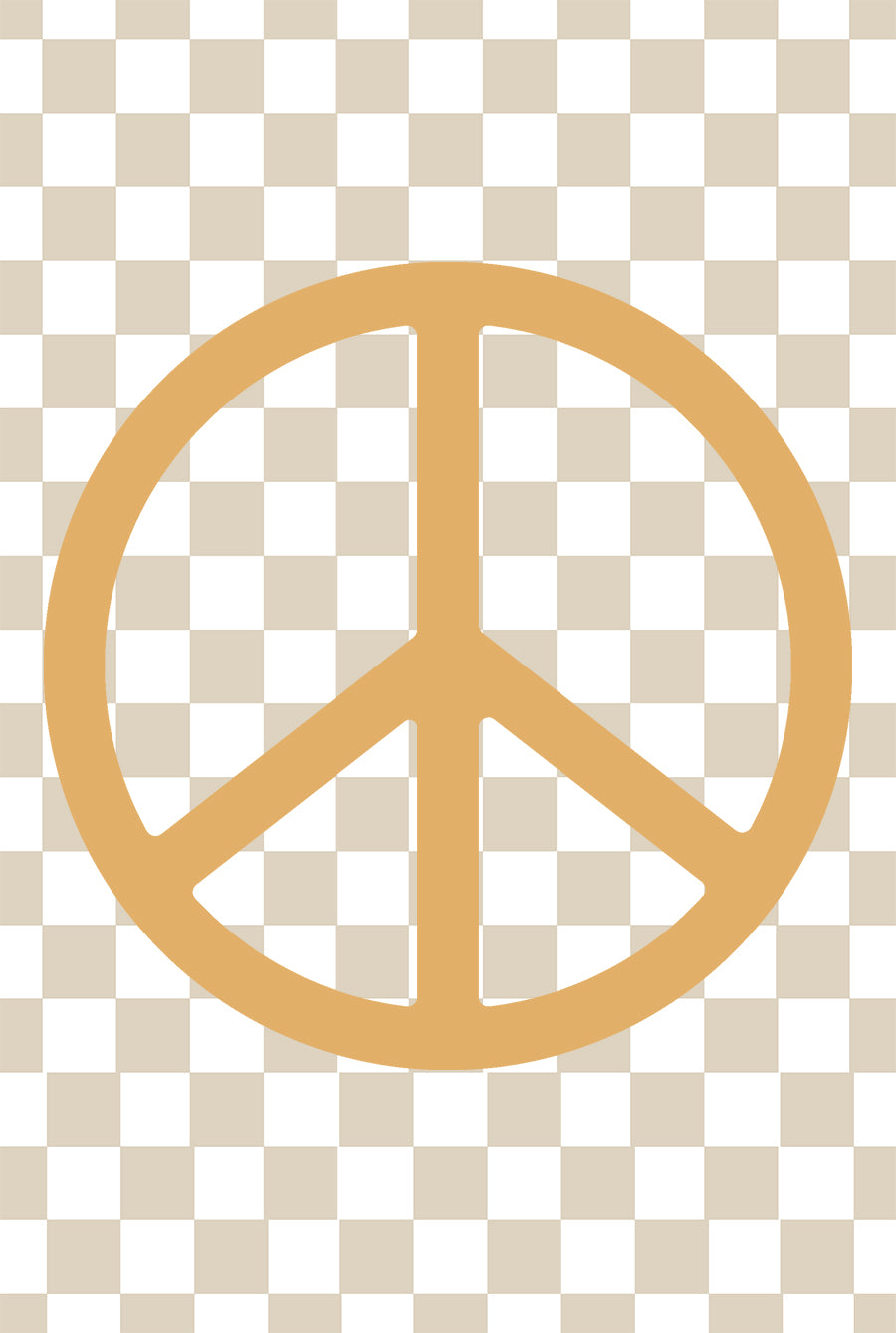 Neutral Checkers & Orange Peace Symbol