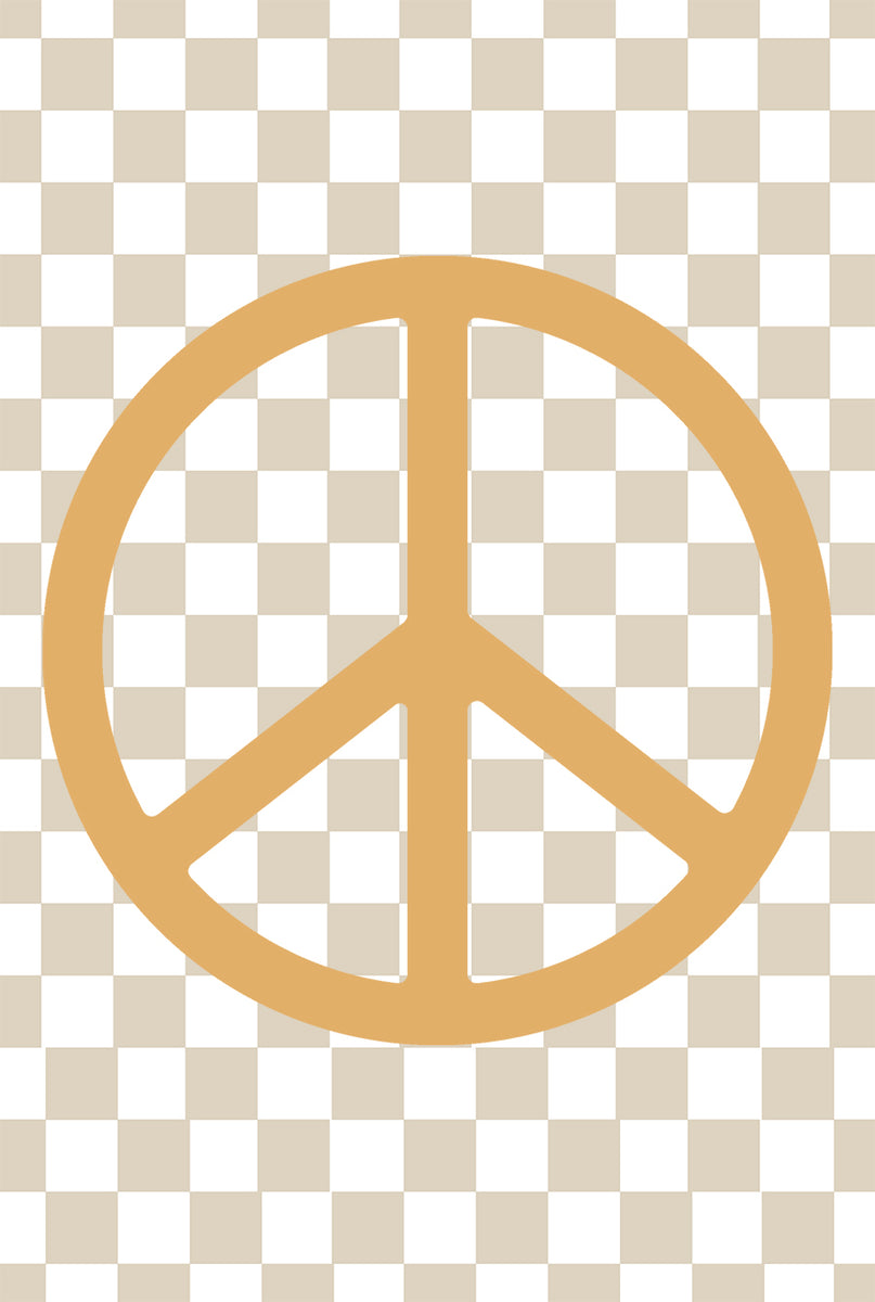 Neutral Checkers & Orange Peace Symbol – KUKI PRINTS
