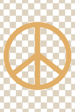 Neutral Checkers & Orange Peace Symbol