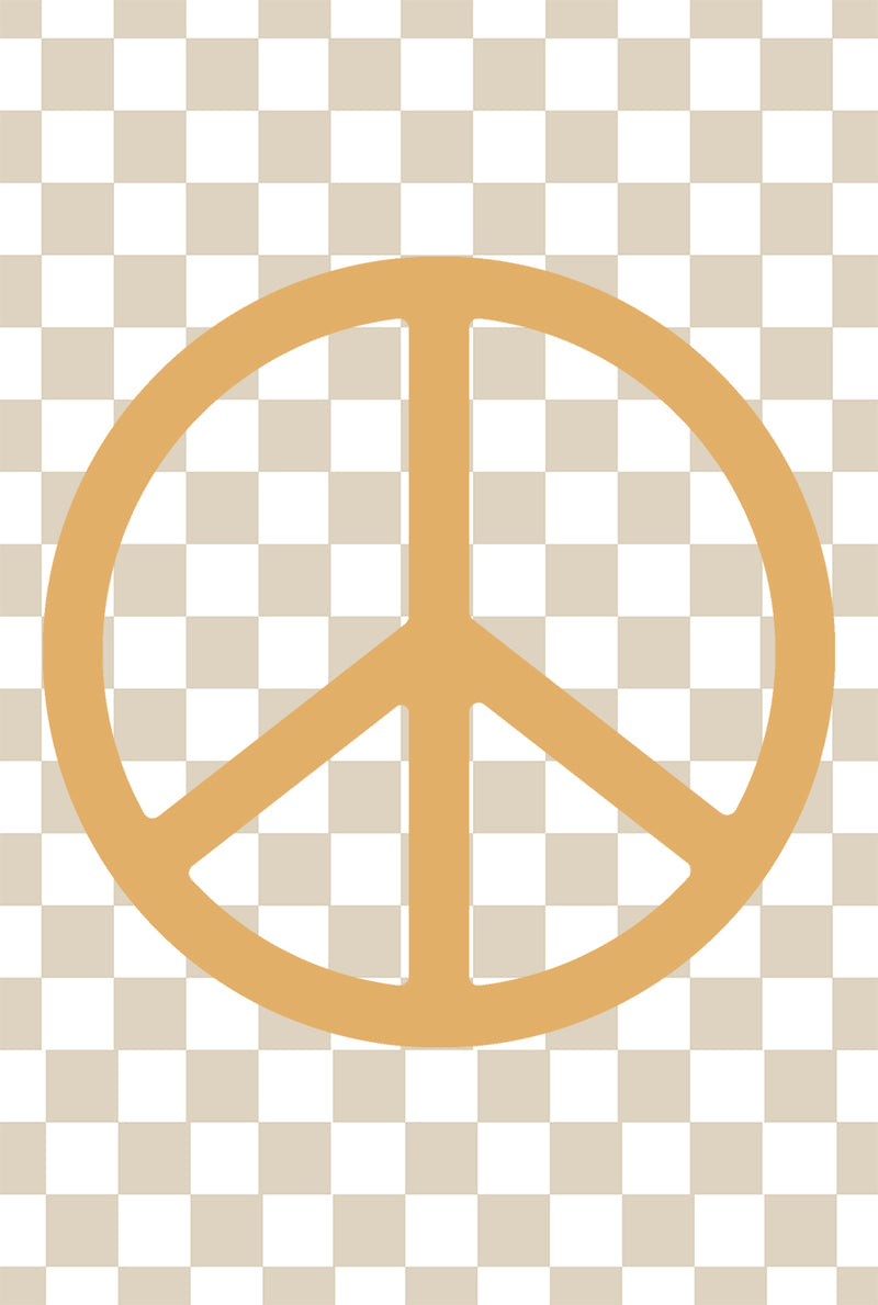 Neutral Checkers & Orange Peace Symbol