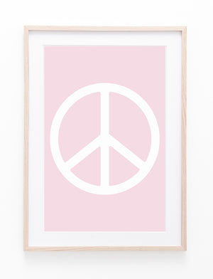 Pink & White Peace Symbol