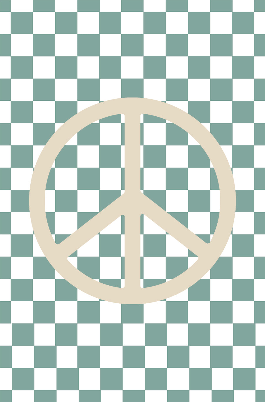 Peace Sign Neutral Sage Green Checkers & Neutral Peace Symbol – KUKI PRINTS