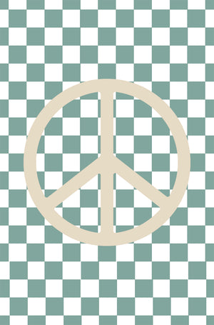 Sage Green Checkers & Neutral Peace Symbol