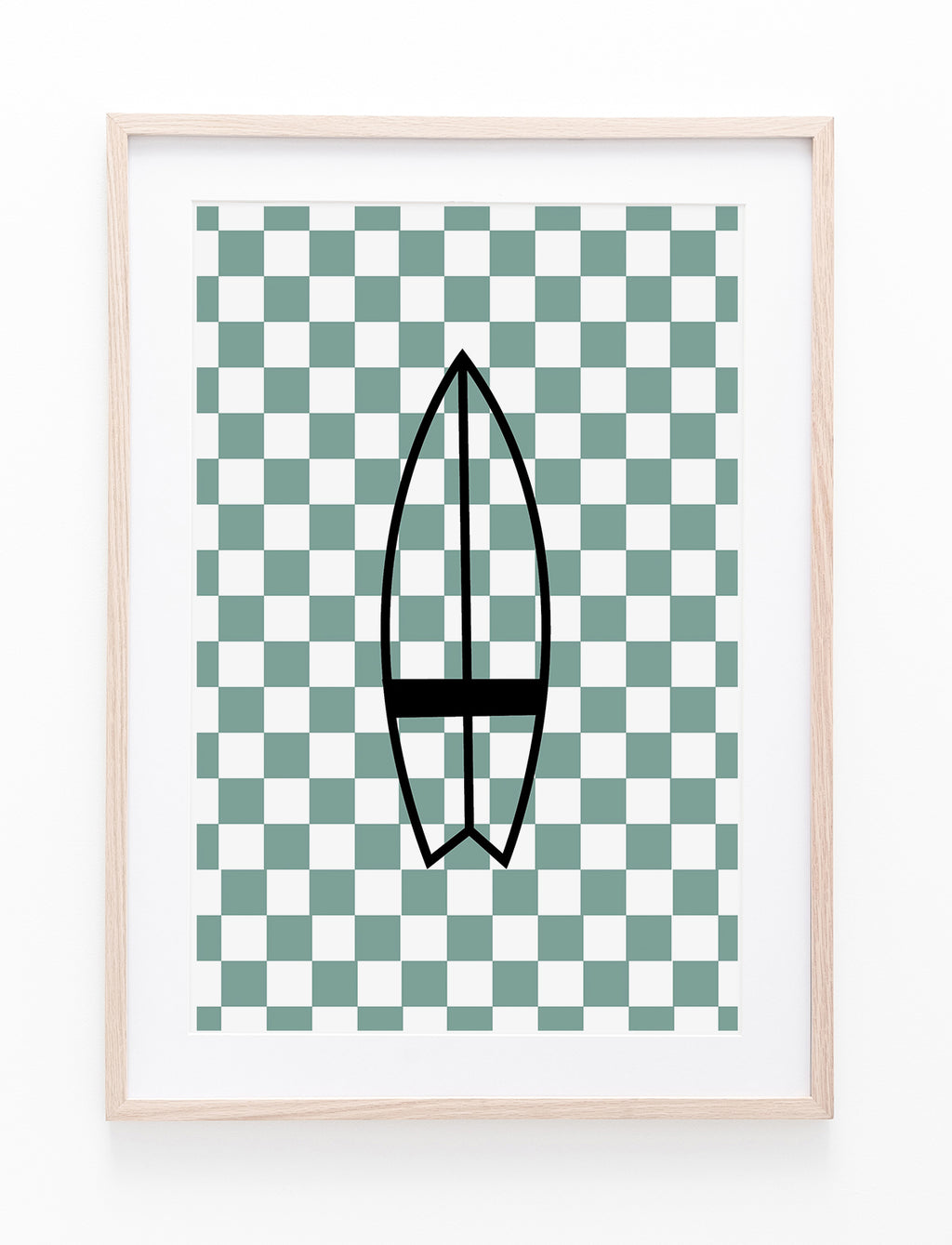 Sage Green Checkers & Surfboard