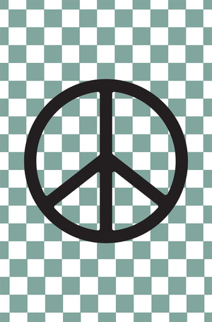 Sage Green Checkers & Peace Symbol