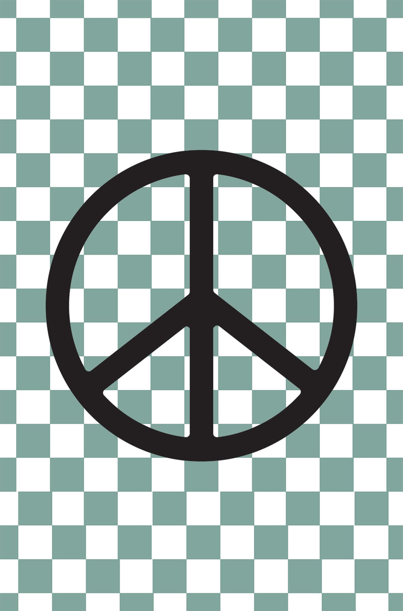 Sage Green Checkers & Peace Symbol