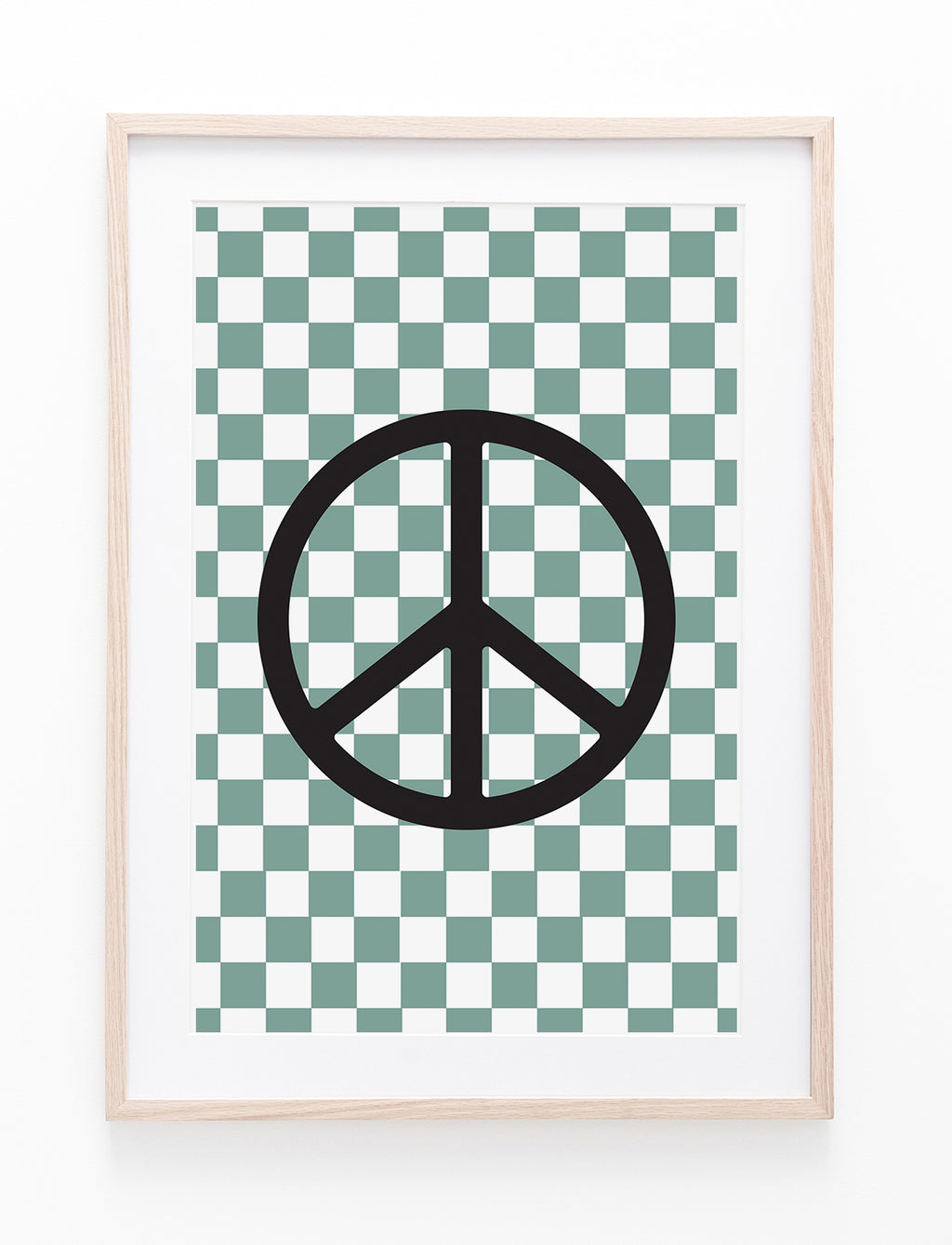 Sage Green Checkers & Peace Symbol