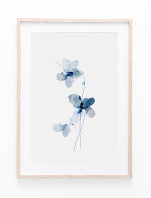 Blue Watercolour Flowers III